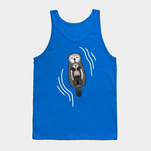 Mother and Pup Sea Otters - Mom Holding Baby Otter Tank Top by prettyinink